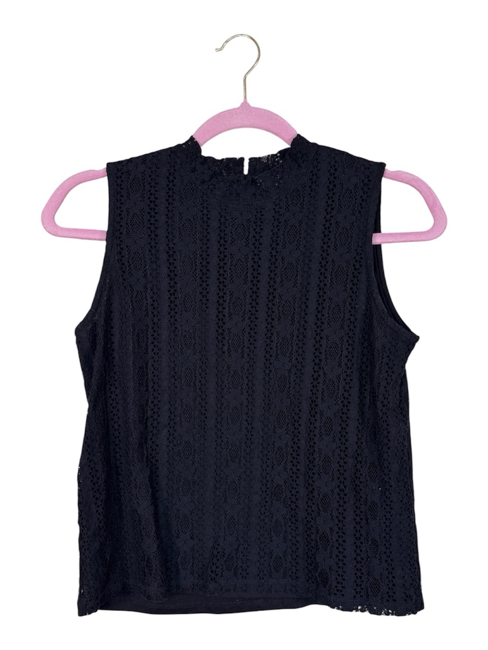 Moussy Black Lace Cropped Blouse Womens M Sleeveless Top Classic Staple Fall